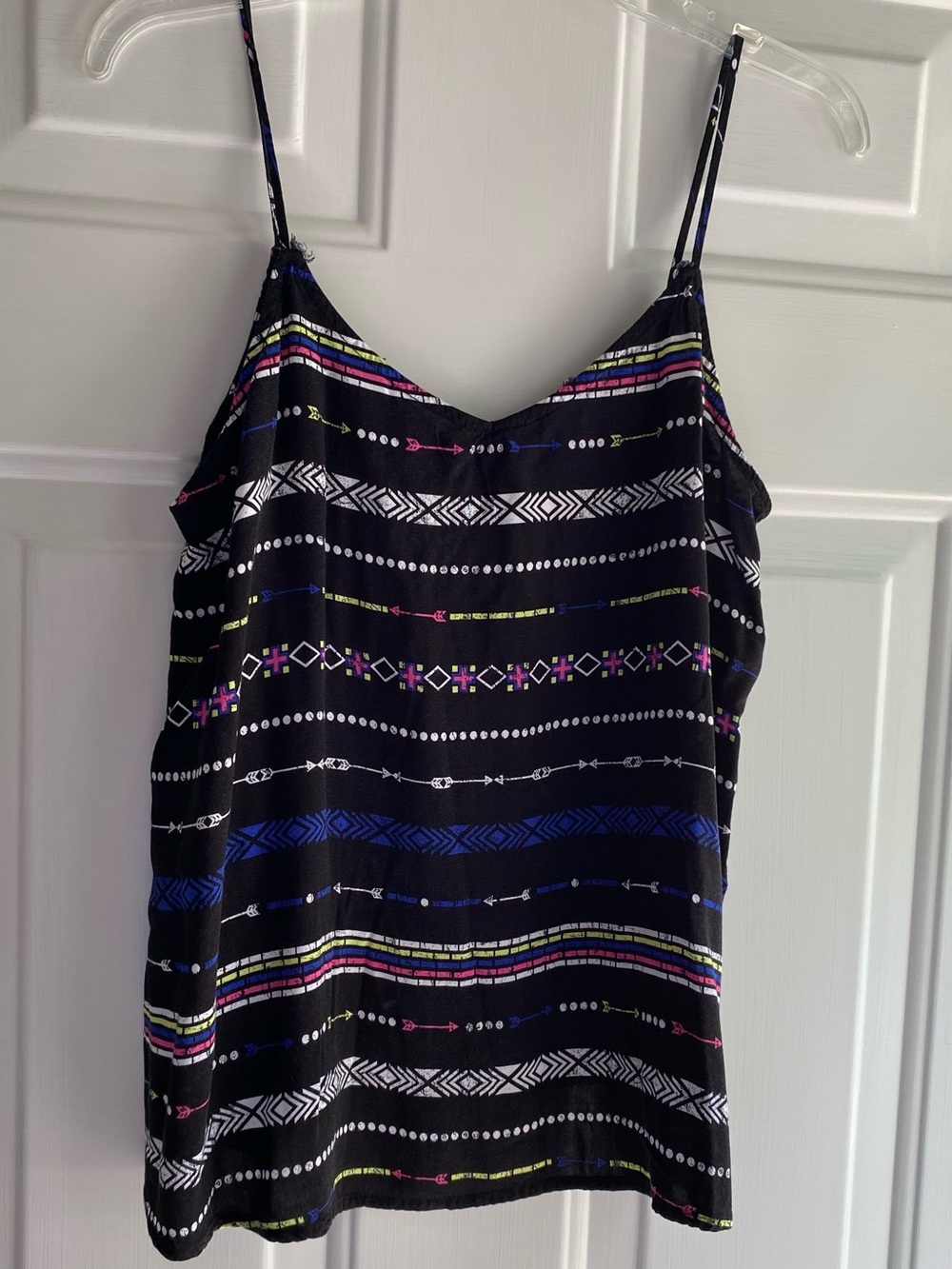 No Boundaries Black Striped Aztec Print Cami